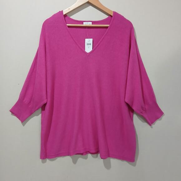 J. Jill Sweater Womens XL NWT Peony V-Neck Dolman Pullover Linen Cotton Blend